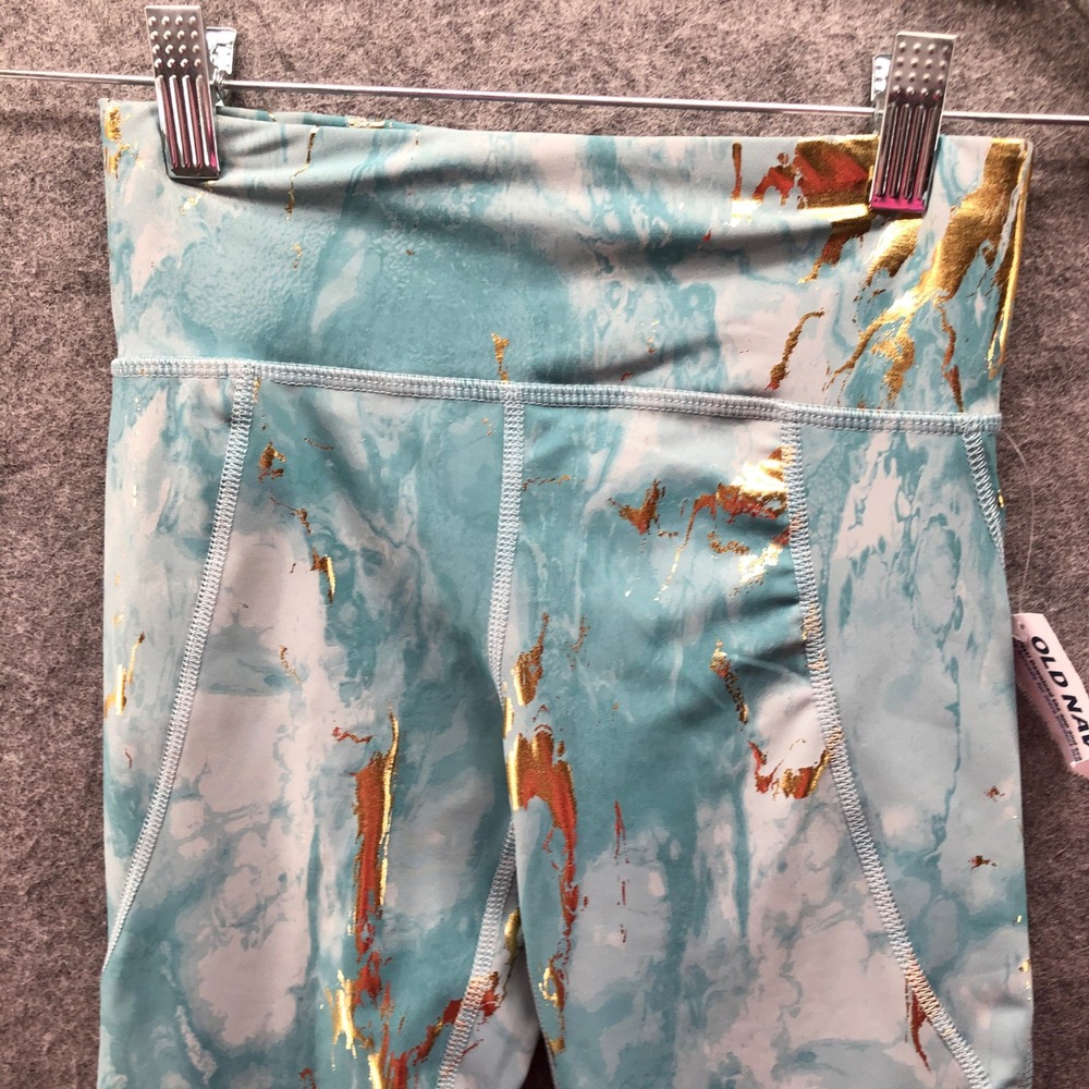 NWT Old Navy PowerSoft 7/8 Leggings Girls 8 (M) Blue Marble High Rise Active - Picture 7 of 10